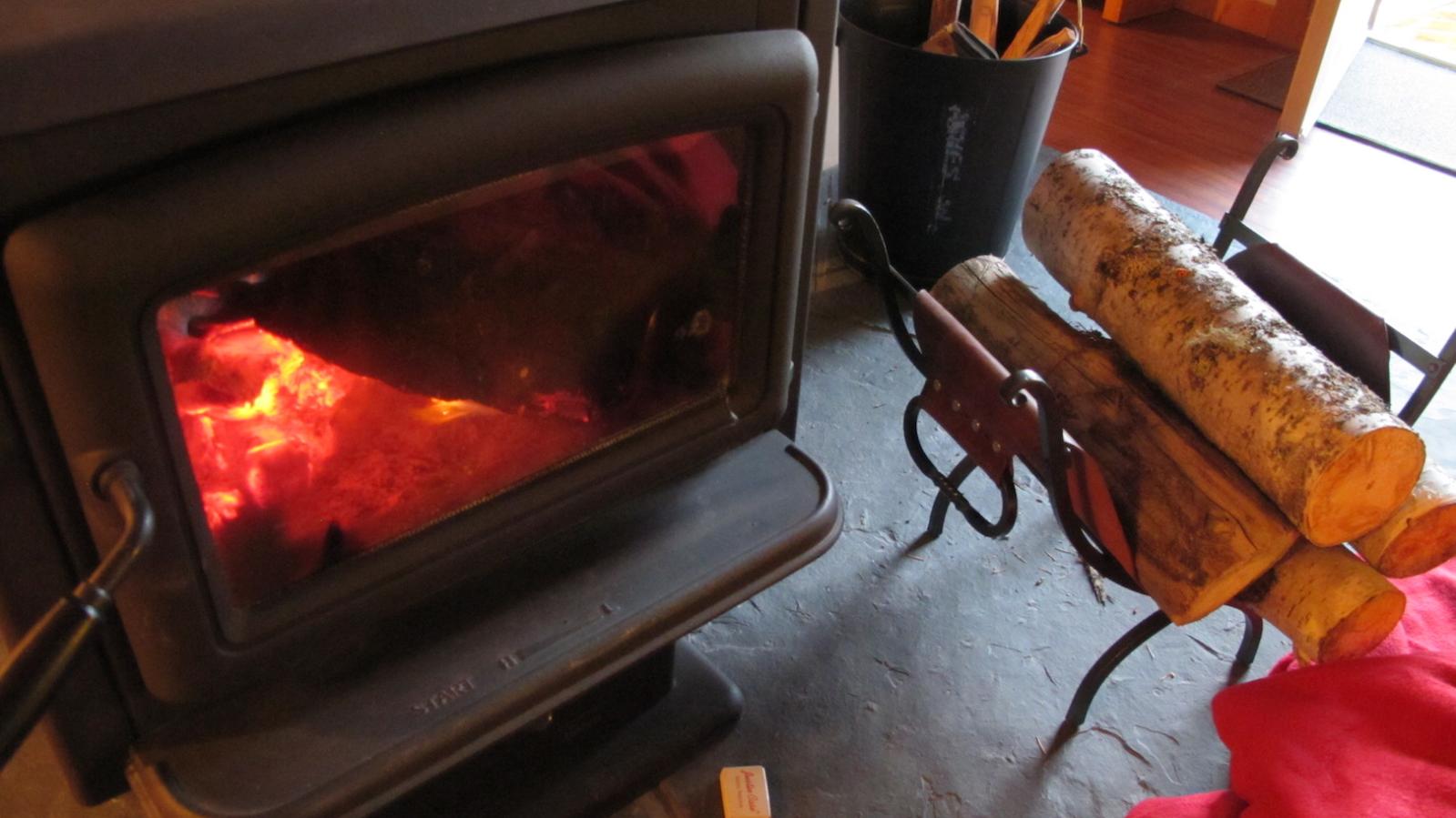 Smiley Wolf Cabin Fireplace