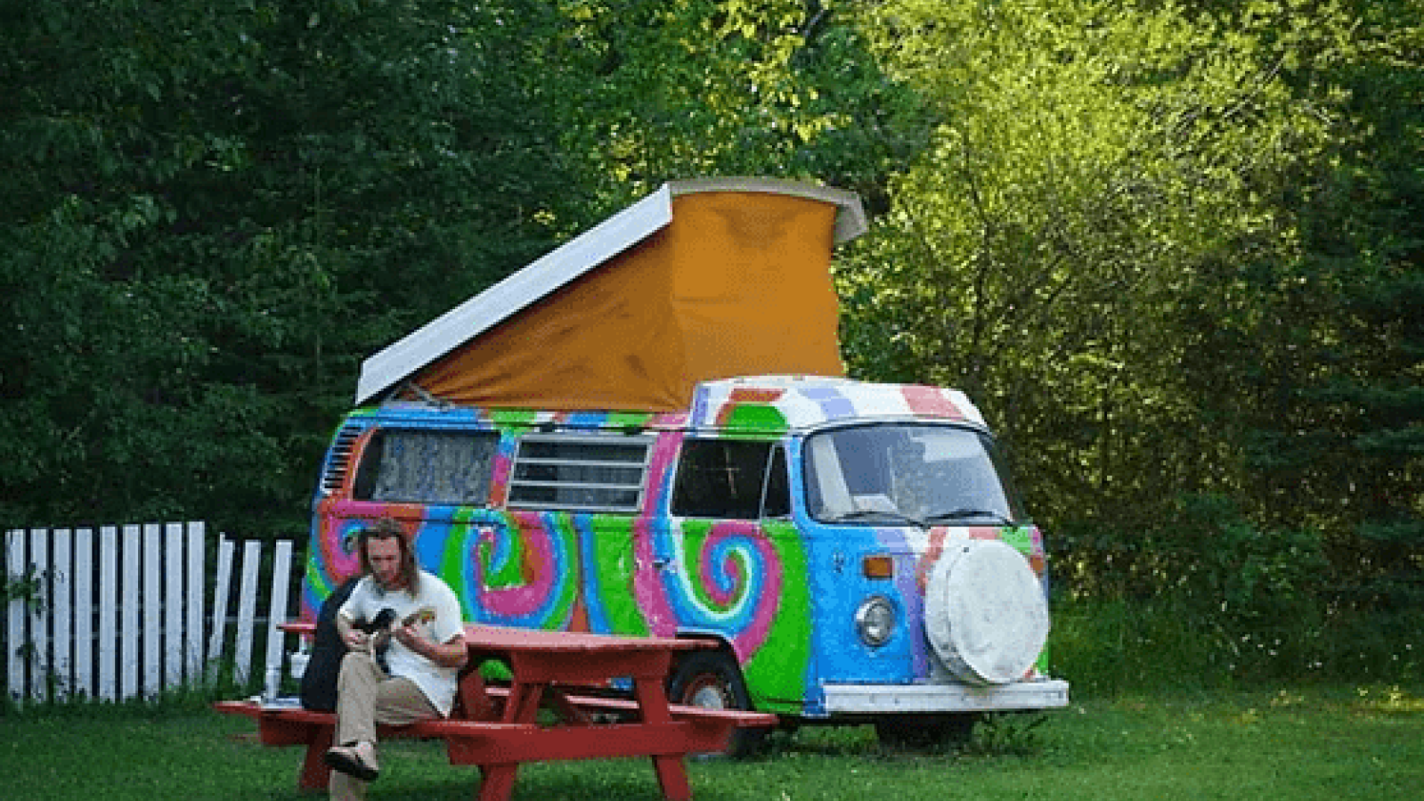 Camping in the Woods camper van