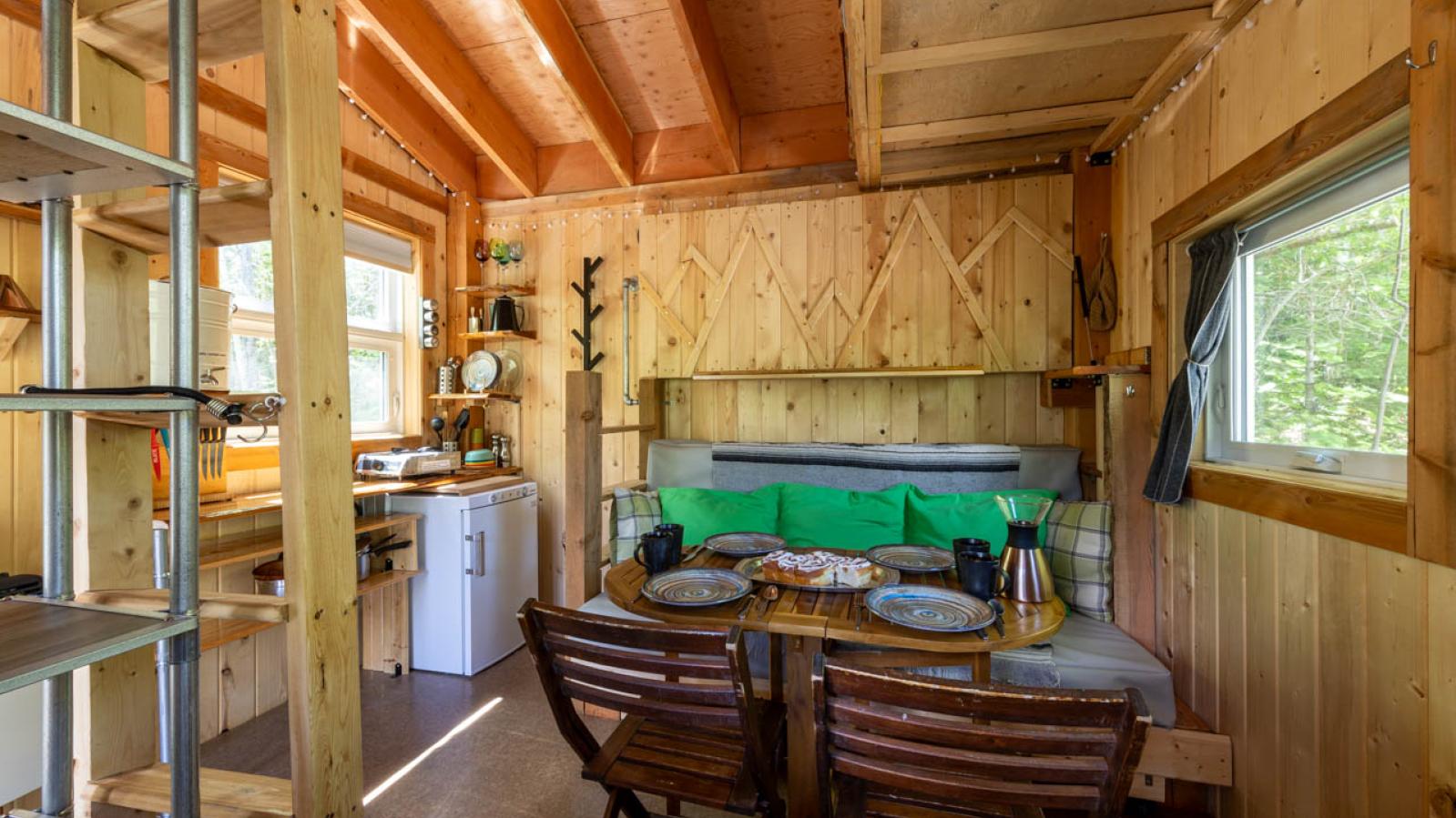 Kitchen area inside cabin